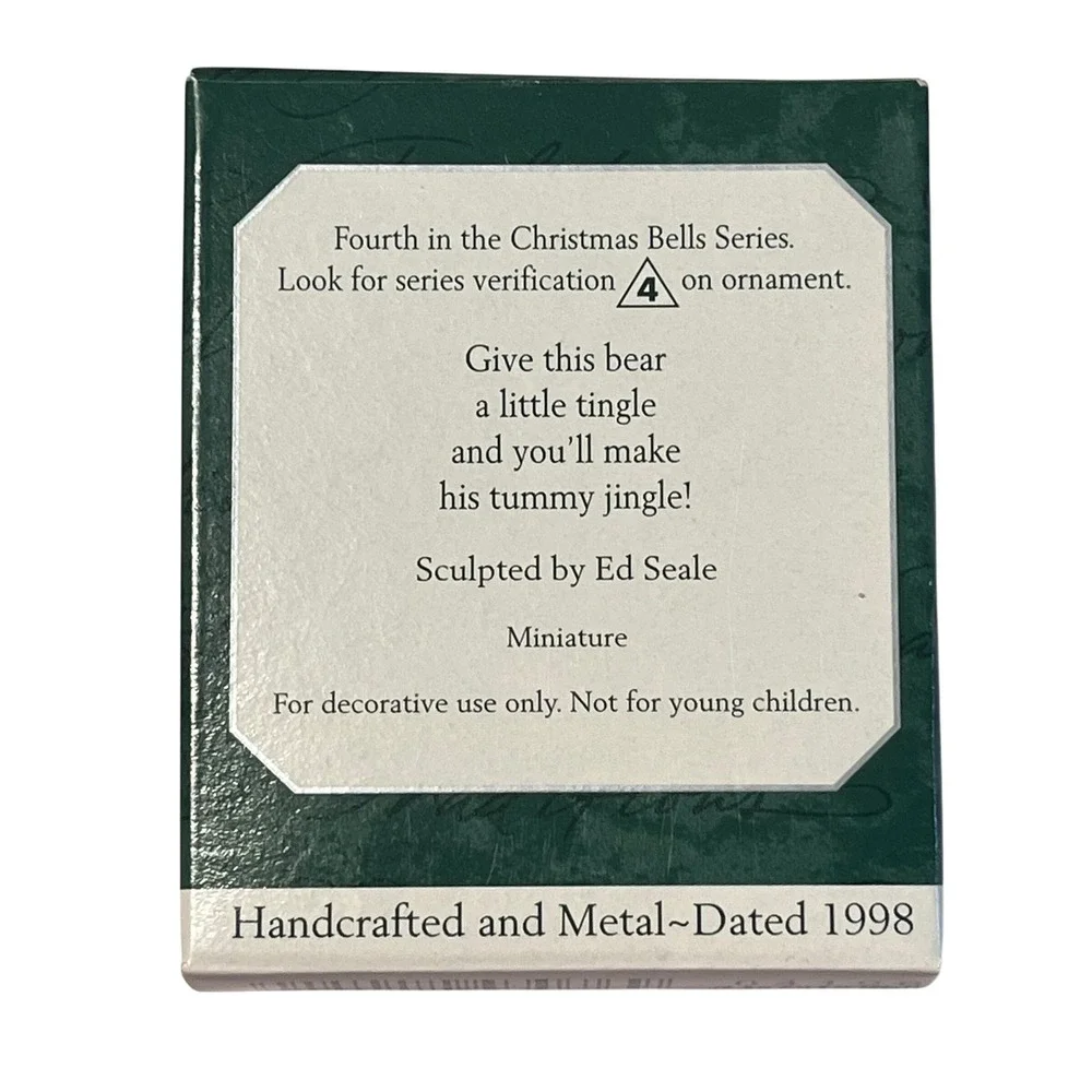 Hallmark Keepsake 1998 Christmas Bells Series 4‎ Miniature Bear Bell Ornament